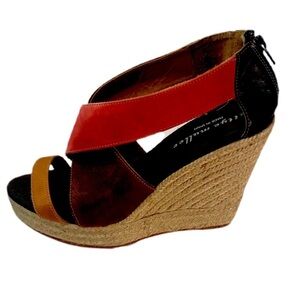 Bettye muller Strappy Raw Edge Canvas Heels sz. 8